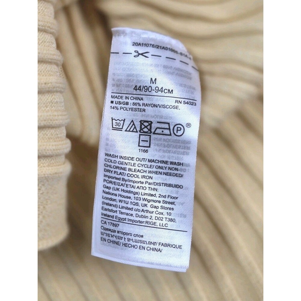 Banana Republic Women Butter Yellow Ribbed Sweater Dress Midi Knit Cotton Medium - Picture 6 of 8